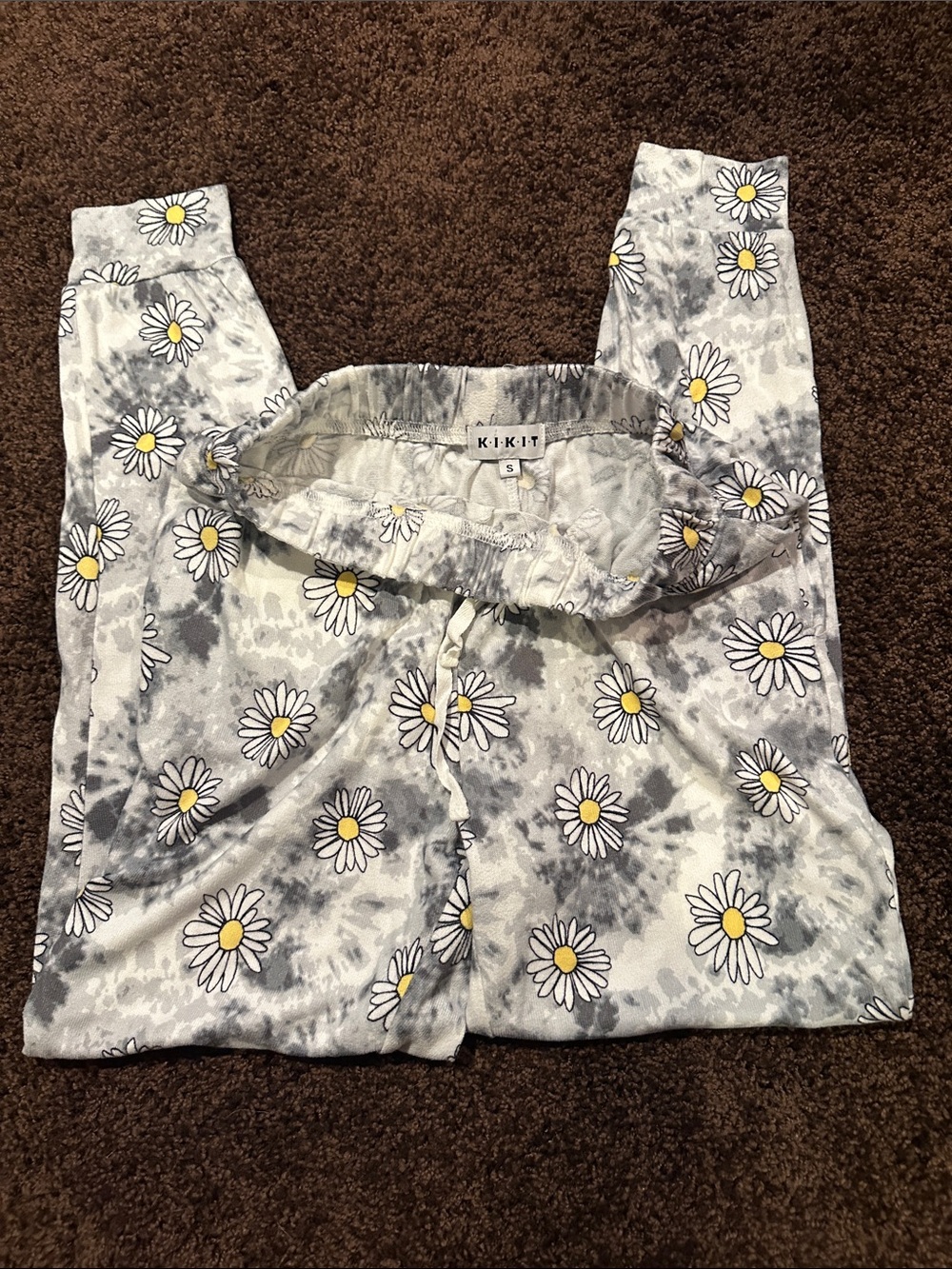Gray Daisy Print pj Bottoms